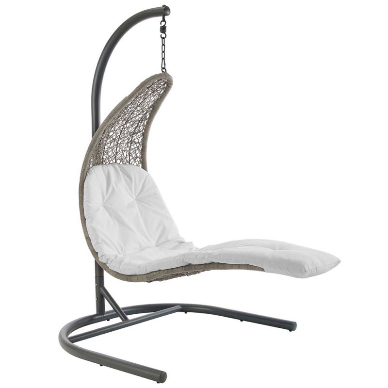 Modway - Landscape Hanging Chaise Lounge Outdoor Patio Swing Chair - EEI-2952-LGR-WHI