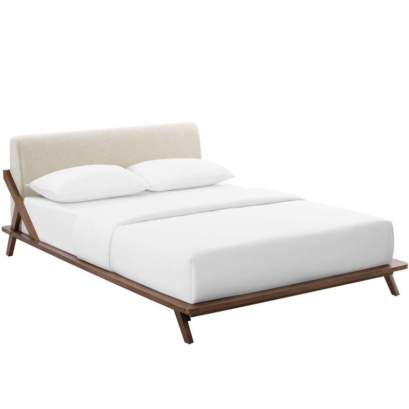 Modway - Luella Queen Upholstered Fabric Platform Bed - MOD-6047-WAL-BEI