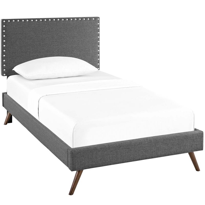 Modway - Macie Twin Fabric Platform Bed with Round Splayed Legs - MOD-5959-GRY