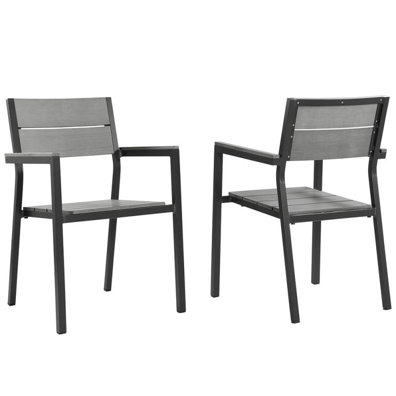 Modway - Maine Dining Armchair Outdoor Patio (Set of 2) - EEI-1739-BRN-GRY-SET