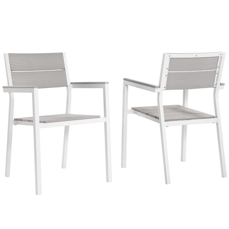 Modway - Maine Dining Armchair Outdoor Patio (Set of 2) - EEI-1739-WHI-LGR-SET