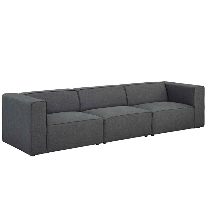 Modway - Mingle 3 Piece Upholstered Fabric Sectional Sofa Set - EEI-2827-GRY