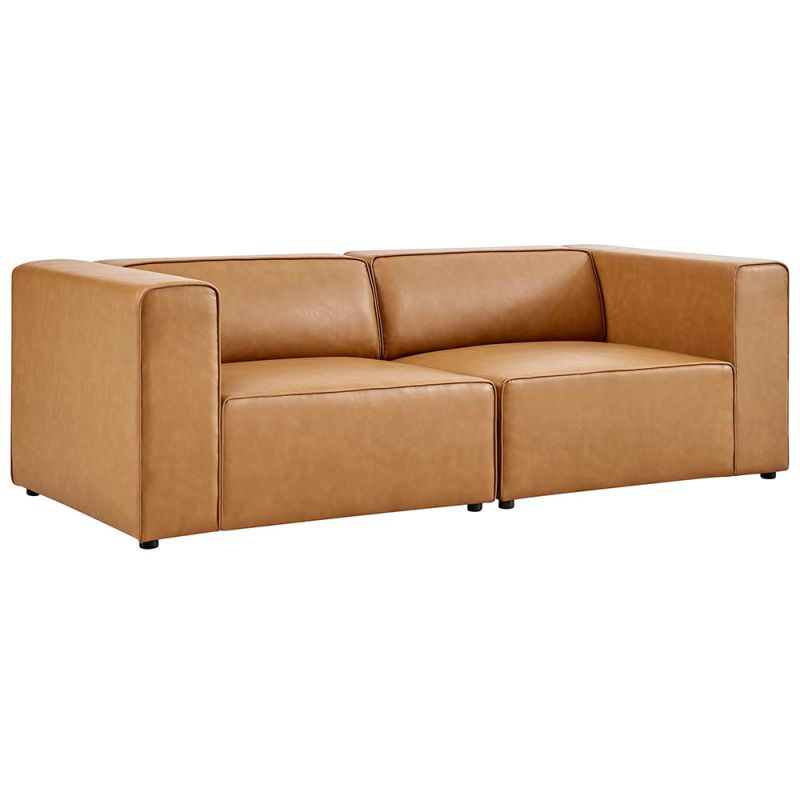 Modway - Mingle Vegan Leather 2-Piece Sectional Sofa Loveseat - EEI-4788-TAN