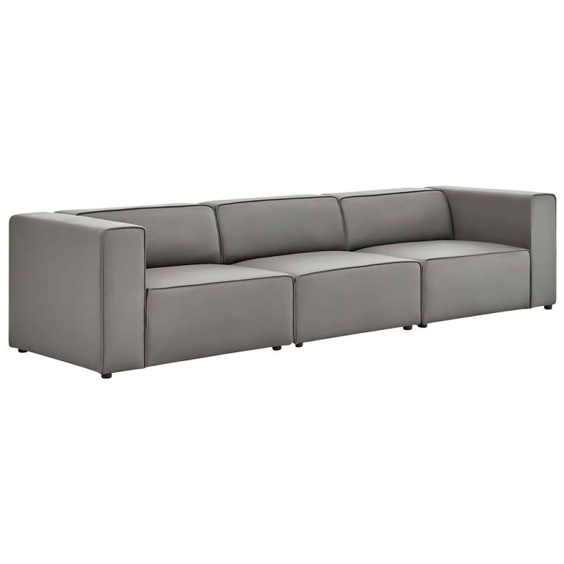 Modway - Mingle Vegan Leather 3-Piece Sectional Sofa - EEI-4789-GRY
