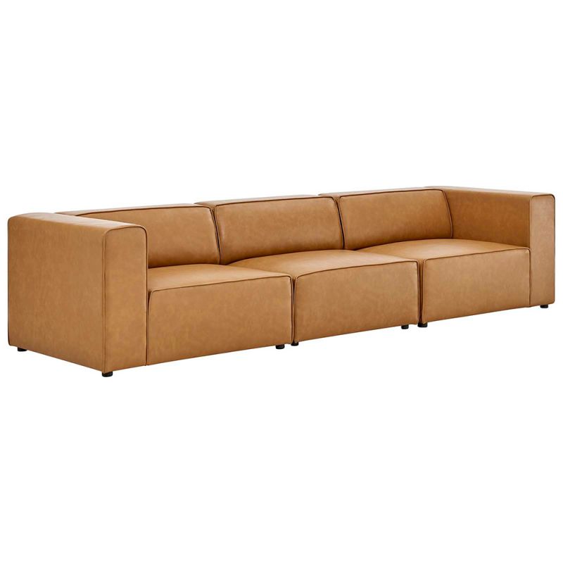 Modway - Mingle Vegan Leather 3-Piece Sectional Sofa - EEI-4789-TAN