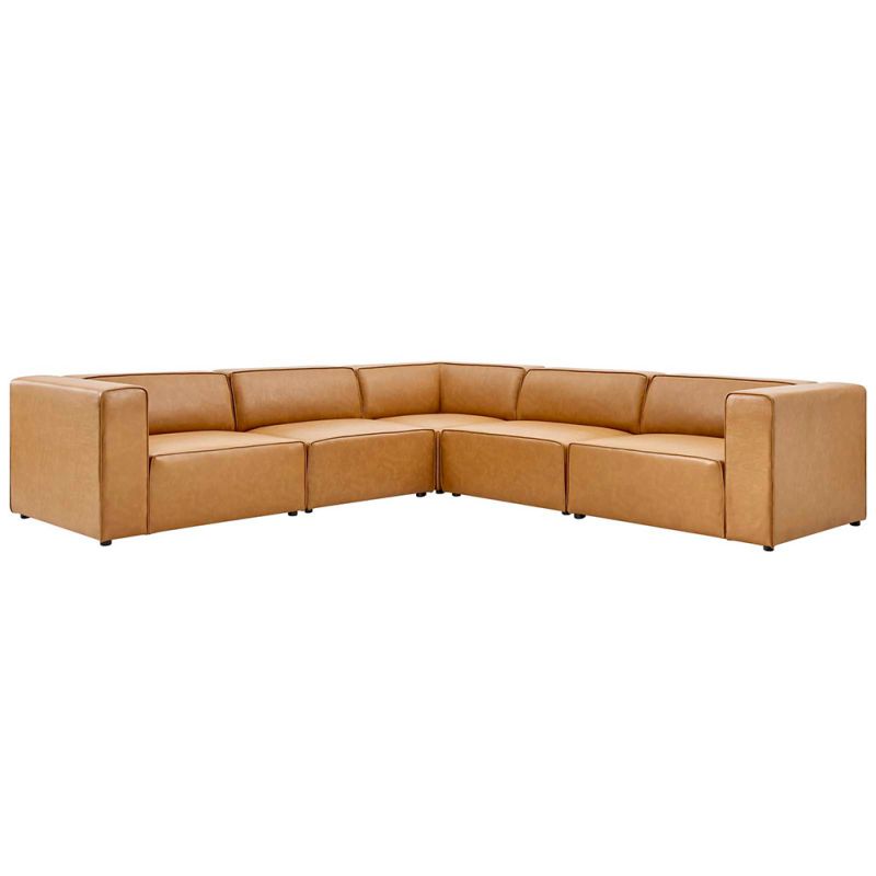 Modway - Mingle Vegan Leather 5-Piece Sectional Sofa - EEI-4795-TAN