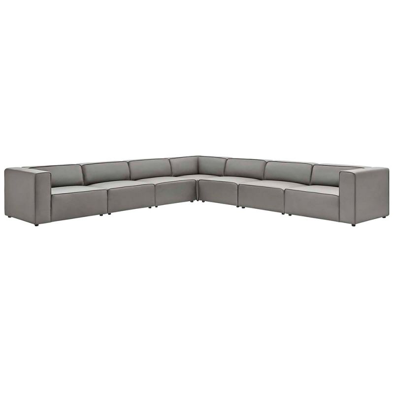 Modway - Mingle Vegan Leather 7-Piece Sectional Sofa - EEI-4798-GRY