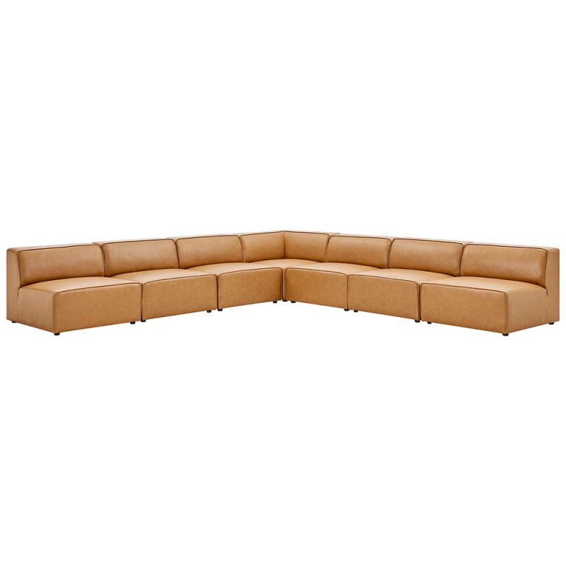 Modway - Mingle Vegan Leather 7-Piece Sectional Sofa in Tan - EEI-4797-TAN