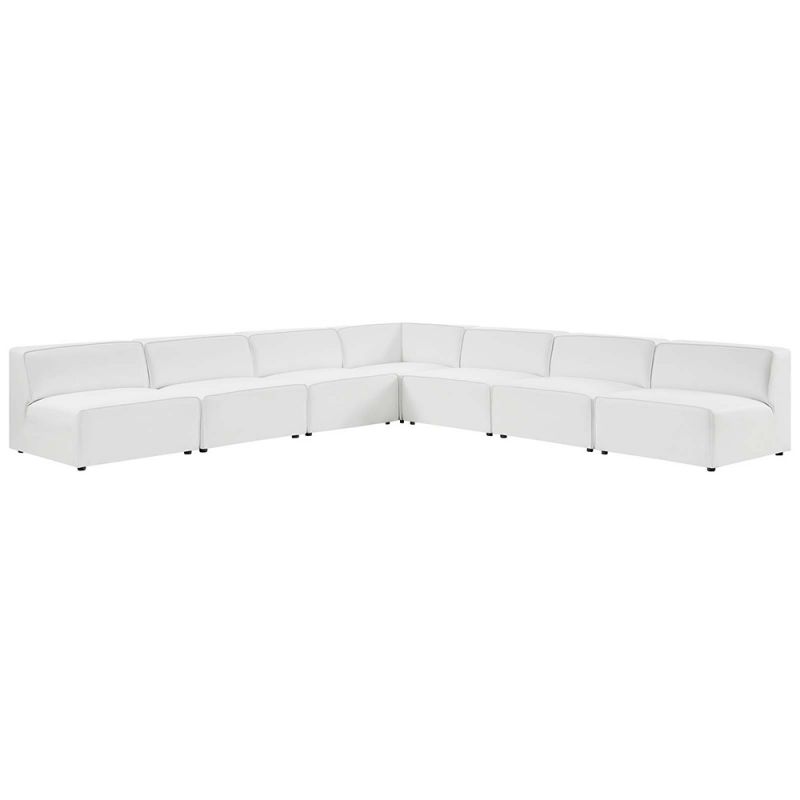 Modway - Mingle Vegan Leather 7-Piece Sectional Sofa in White - EEI-4797-WHI