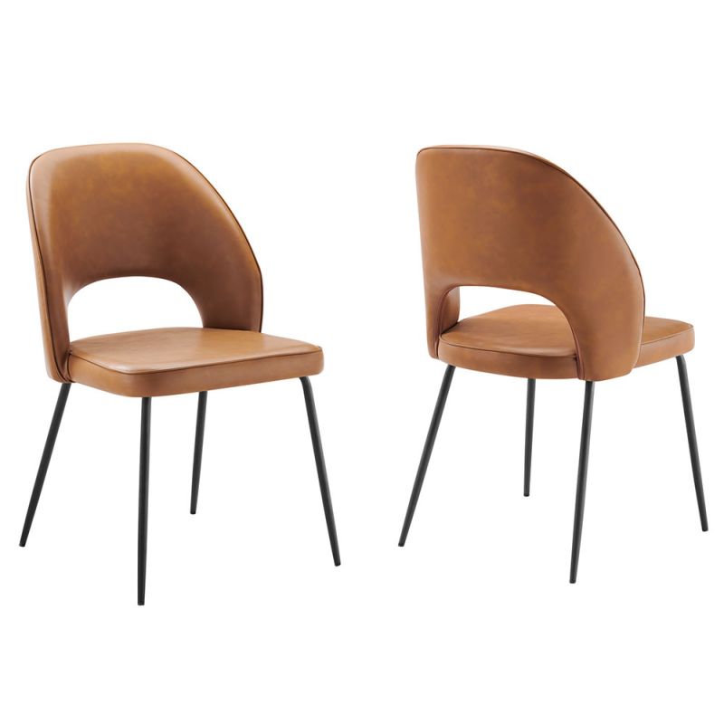 Modway - Nico Vegan Leather Dining Chair (Set of 2) - EEI-4674-BLK-TAN
