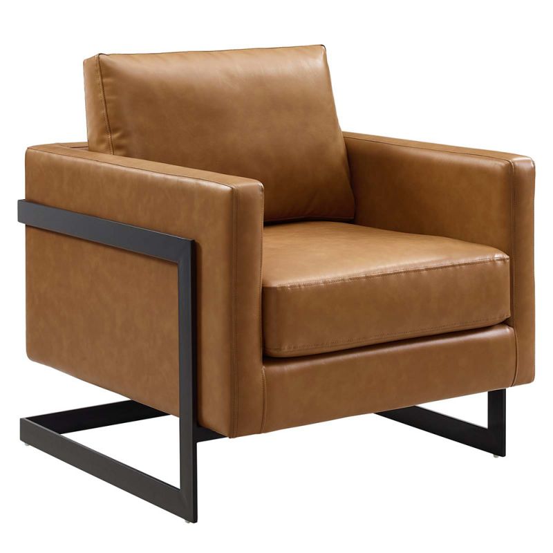 Modway - Posse Vegan Leather Accent Chair - EEI-4392-BLK-TAN