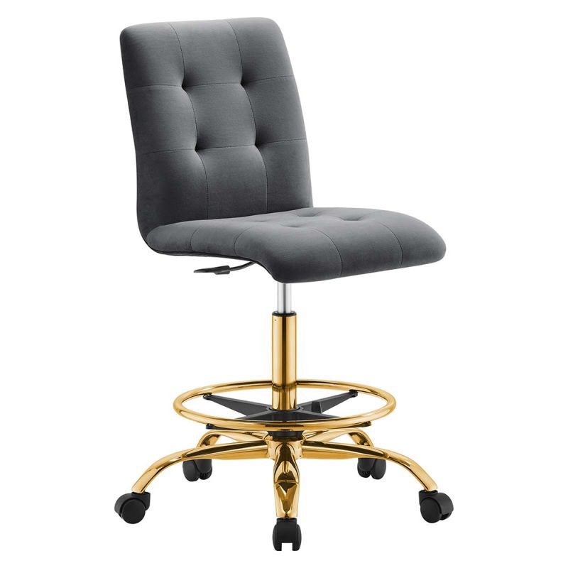 Modway - Prim Armless Performance Velvet Drafting Chair - EEI-4977-GLD-GRY