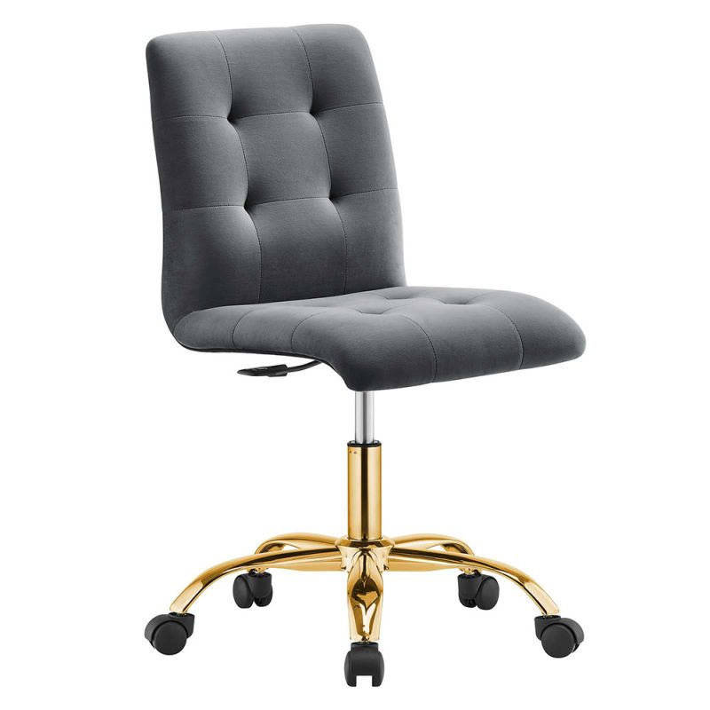 Modway - Prim Armless Performance Velvet Office Chair - EEI-4973-GLD-GRY