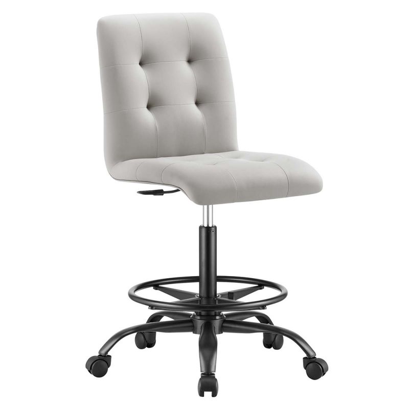 Modway - Prim Armless Vegan Leather Drafting Chair - EEI-4979-BLK-LGR