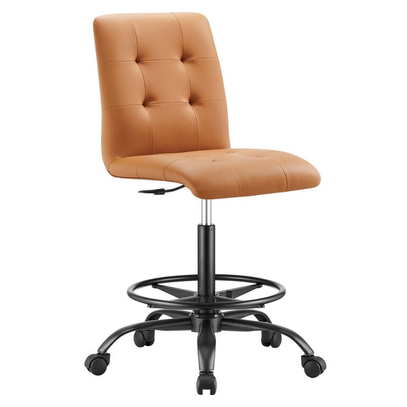 Modway - Prim Armless Vegan Leather Drafting Chair - EEI-4979-BLK-TAN