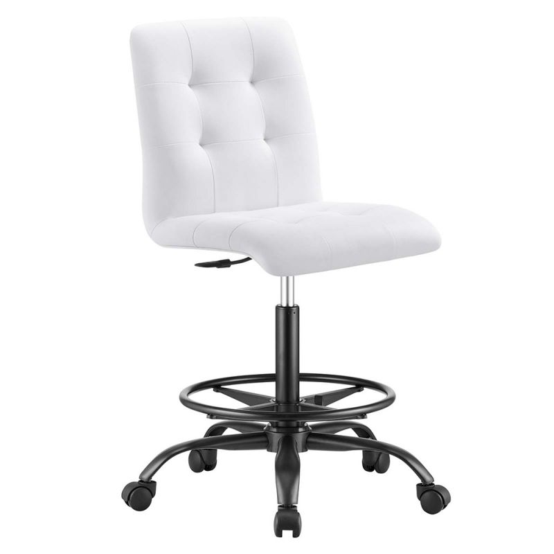 Modway - Prim Armless Vegan Leather Drafting Chair - EEI-4979-BLK-WHI