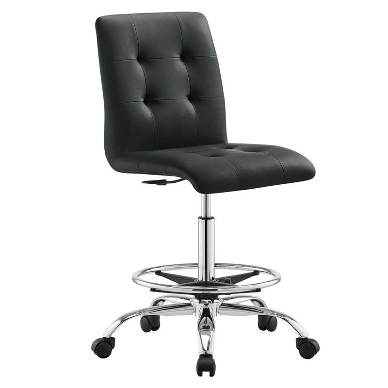 Modway - Prim Armless Vegan Leather Drafting Chair - EEI-4981-SLV-BLK
