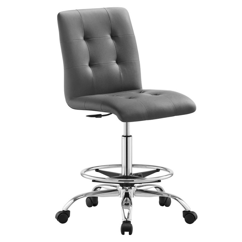 Modway - Prim Armless Vegan Leather Drafting Chair - EEI-4981-SLV-GRY