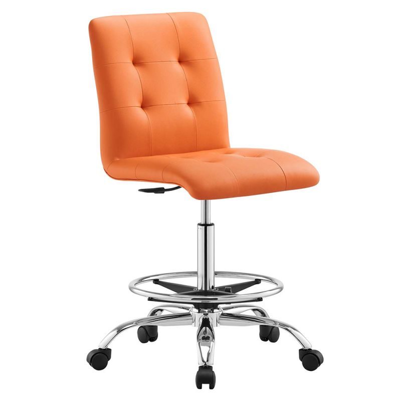 Modway - Prim Armless Vegan Leather Drafting Chair - EEI-4981-SLV-ORA