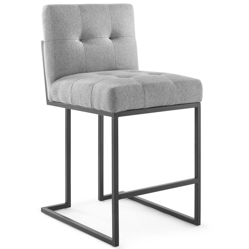 Modway - Privy Black Stainless Steel Upholstered Fabric Counter Stool - EEI-3854-BLK-LGR