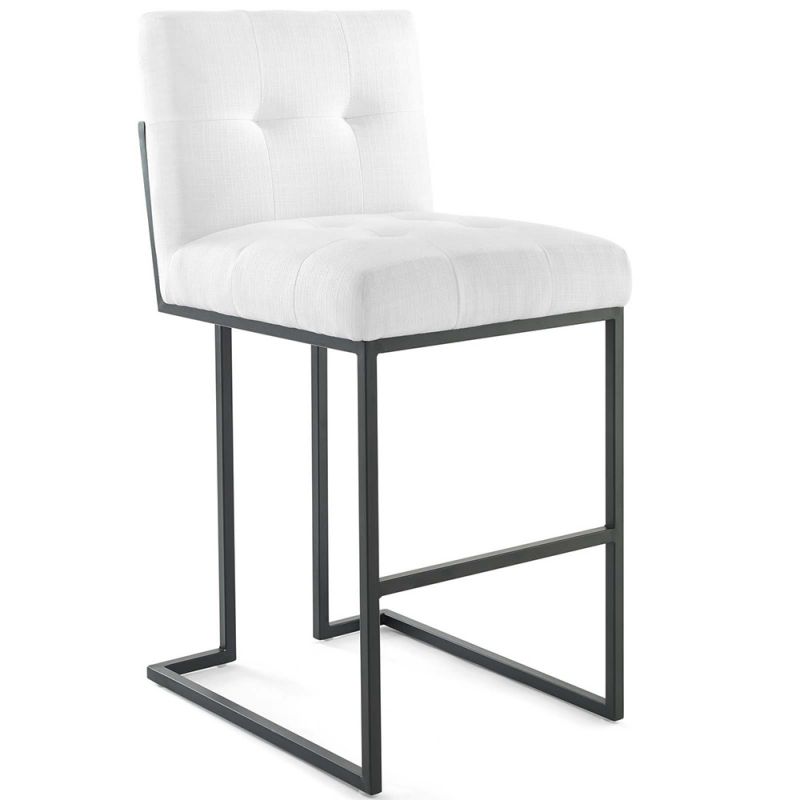 Modway - Privy Black Stainless Steel Upholstered Fabric Bar Stool - EEI-3857-BLK-WHI