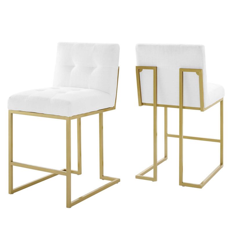 Modway - Privy Counter Stool Upholstered Fabric (Set of 2) - EEI-5571-GLD-WHI