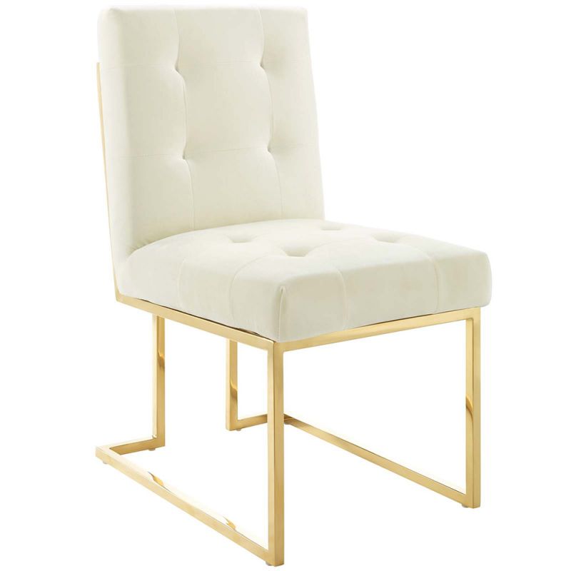 Modway - Privy Gold Stainless Steel Performance Velvet Dining Chair - EEI-3744-GLD-IVO
