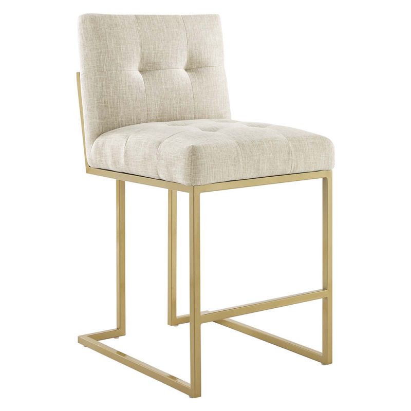 Modway - Privy Gold Stainless Steel Upholstered Fabric Counter Stool - EEI-3852-GLD-BEI