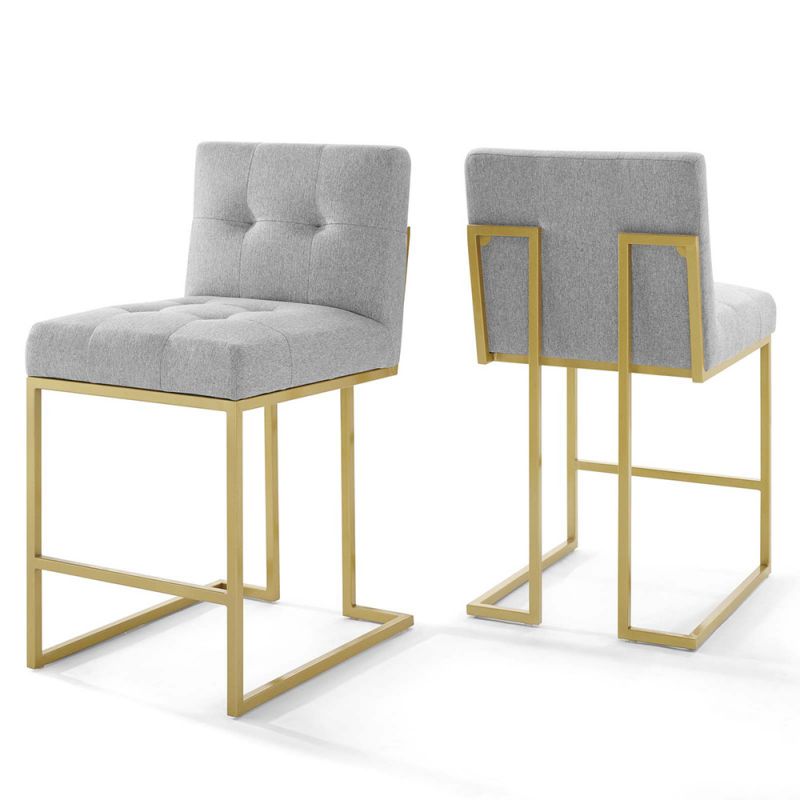 Modway - Privy Gold Stainless Steel Upholstered Fabric Counter Stool (Set of 2) - EEI-4154-GLD-LGR