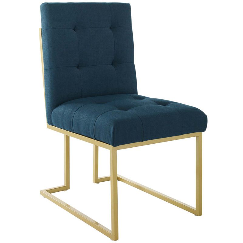 Modway - Privy Gold Stainless Steel Upholstered Fabric Dining Accent Chair - EEI-3743-GLD-AZU