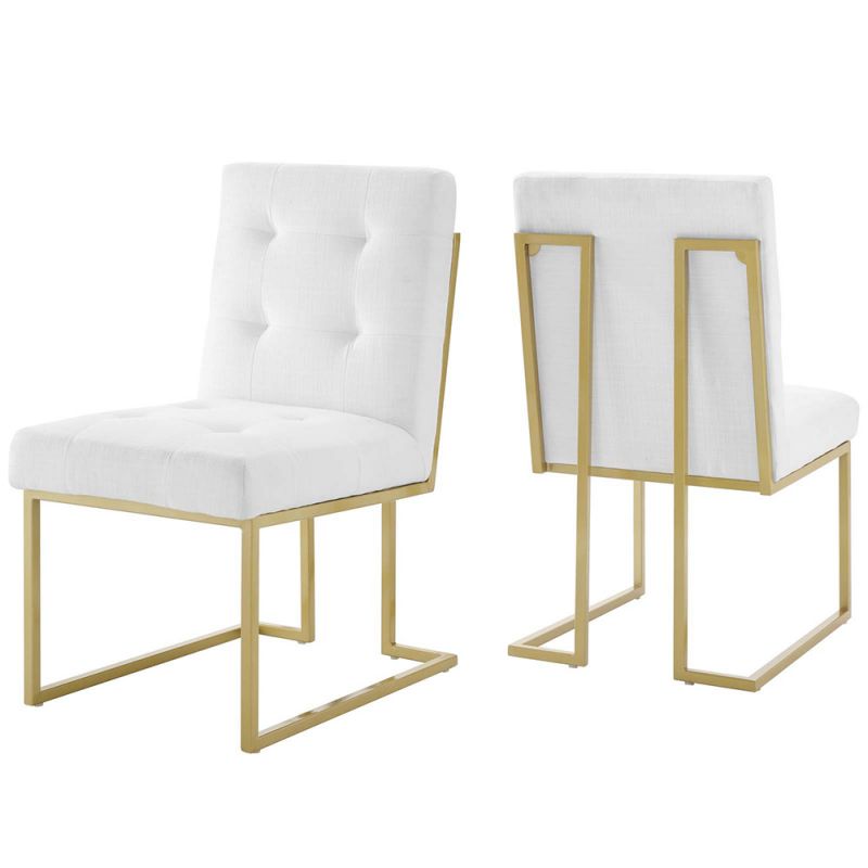 Modway - Privy Gold Stainless Steel Upholstered Fabric Dining Accent Chair (Set of 2) - EEI-4151-GLD-WHI