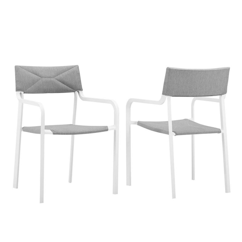 Modway - Raleigh Outdoor Patio Aluminum Armchair (Set of 2) - EEI-3962-WHI-GRY