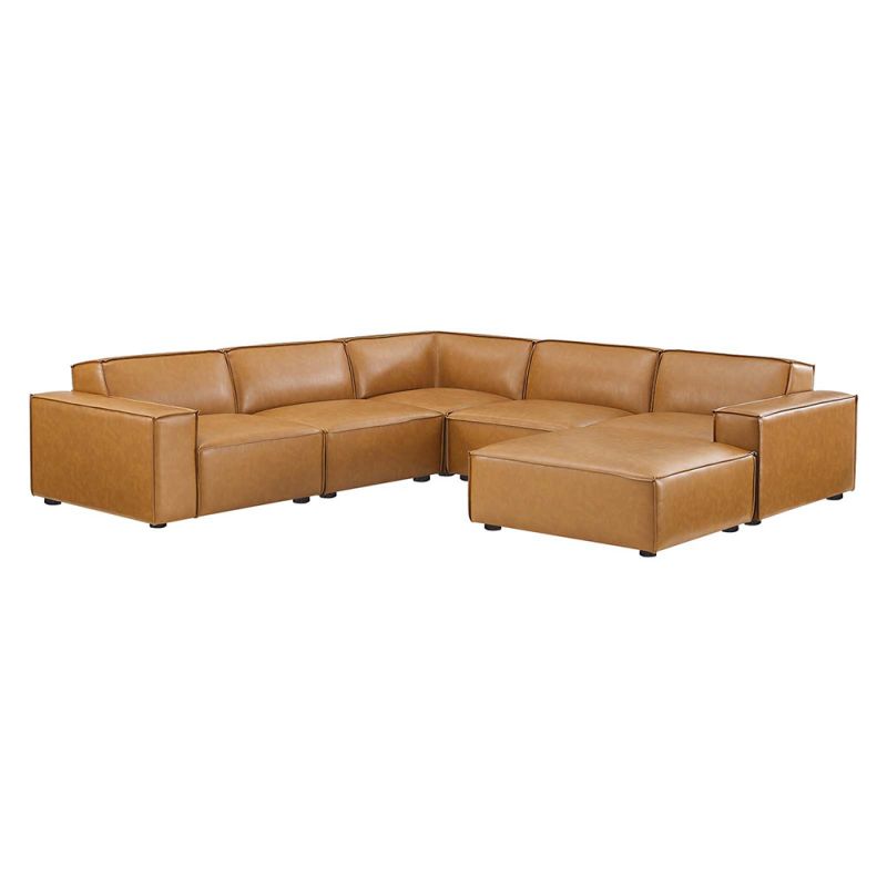 Modway - Restore 6-Piece Vegan Leather Sectional Sofa in Tan - EEI-4714-TAN