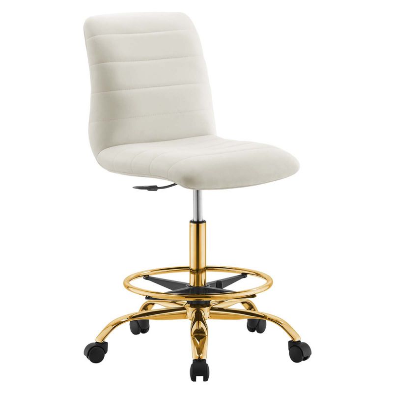 Modway - Ripple Armless Performance Velvet Drafting Chair - EEI-4976-GLD-IVO