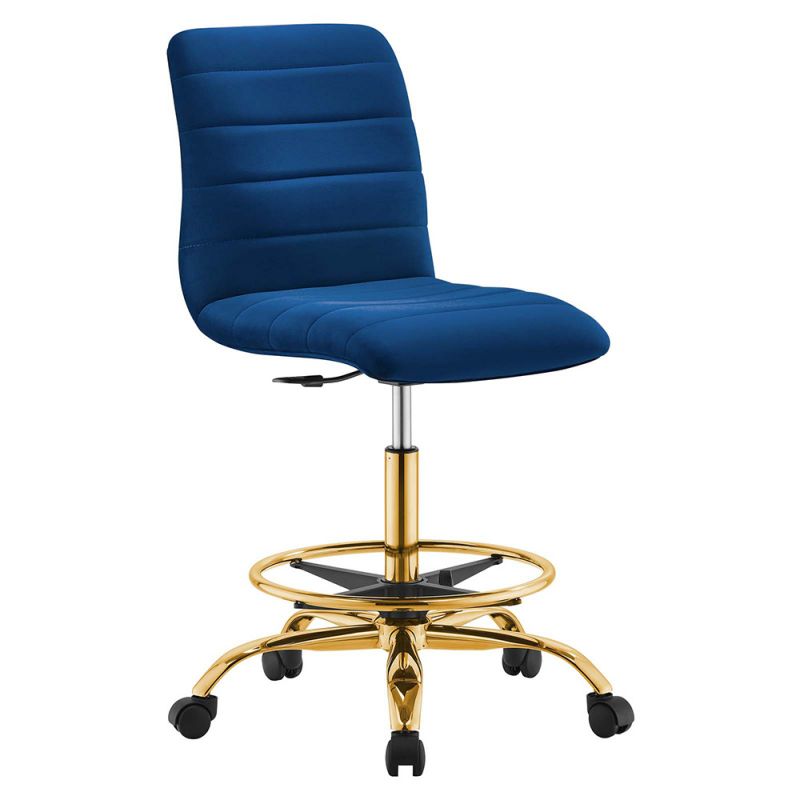 Modway - Ripple Armless Performance Velvet Drafting Chair - EEI-4976-GLD-NAV