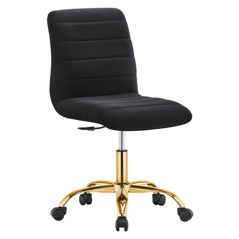 Modway - Ripple Armless Performance Velvet Office Chair - EEI-4972-GLD-BLK