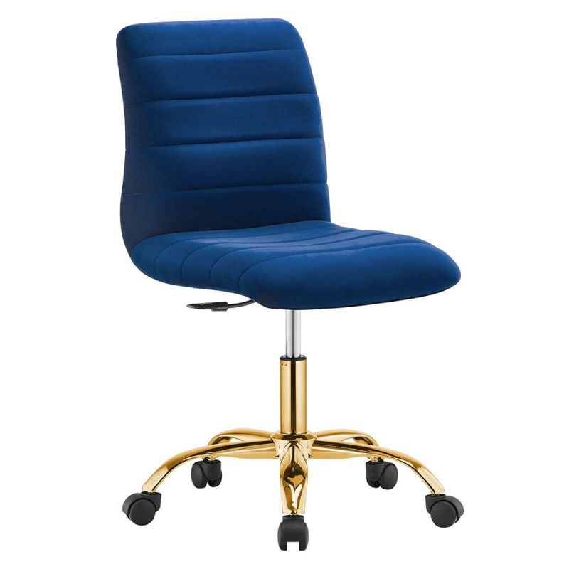 Modway - Ripple Armless Performance Velvet Office Chair - EEI-4972-GLD-NAV