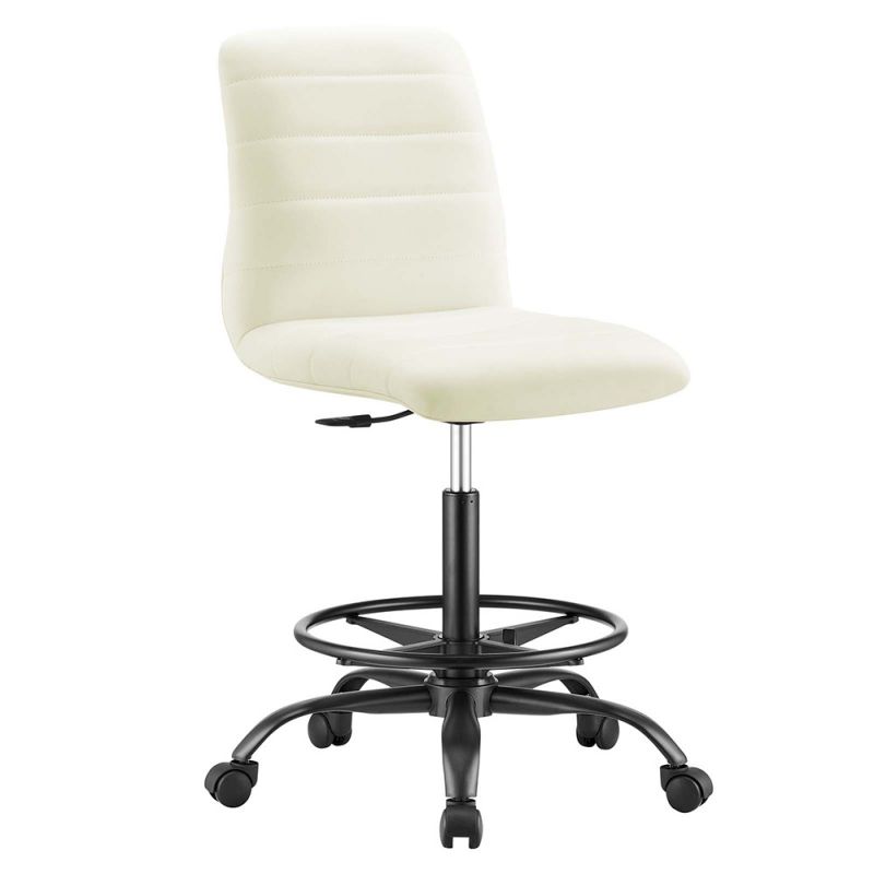 Modway - Ripple Armless Vegan Leather Drafting Chair - EEI-4978-BLK-WHI