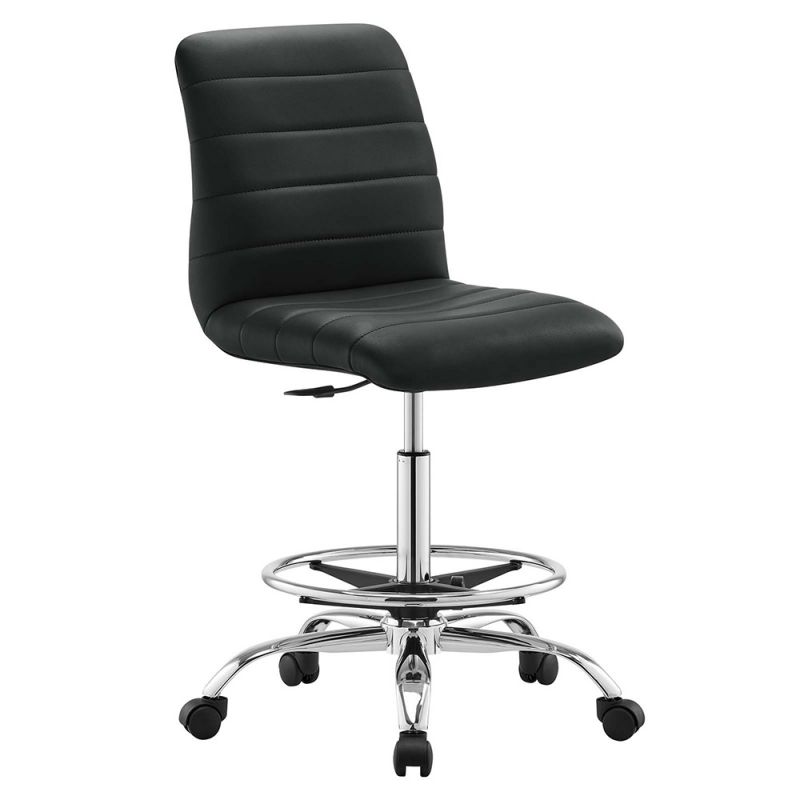 Modway - Ripple Armless Vegan Leather Drafting Chair - EEI-4980-SLV-BLK