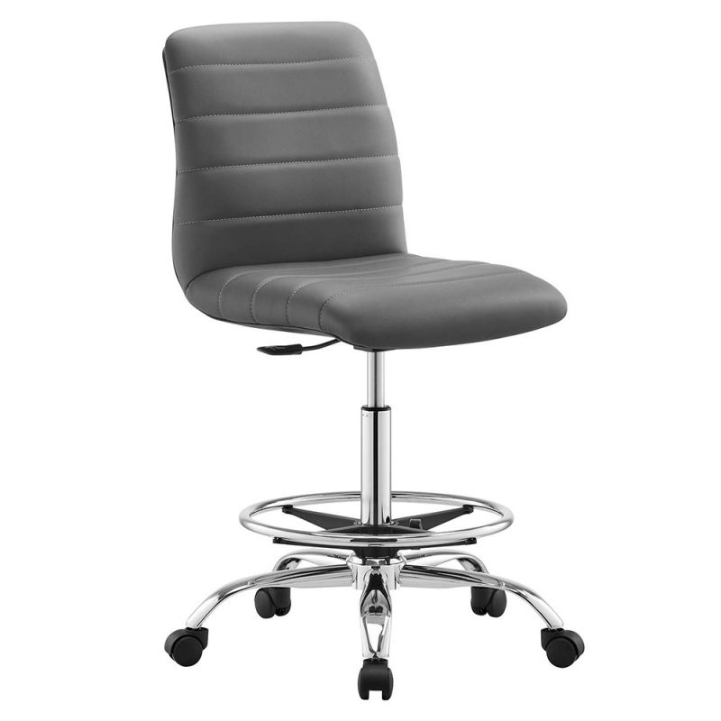 Modway - Ripple Armless Vegan Leather Drafting Chair - EEI-4980-SLV-GRY