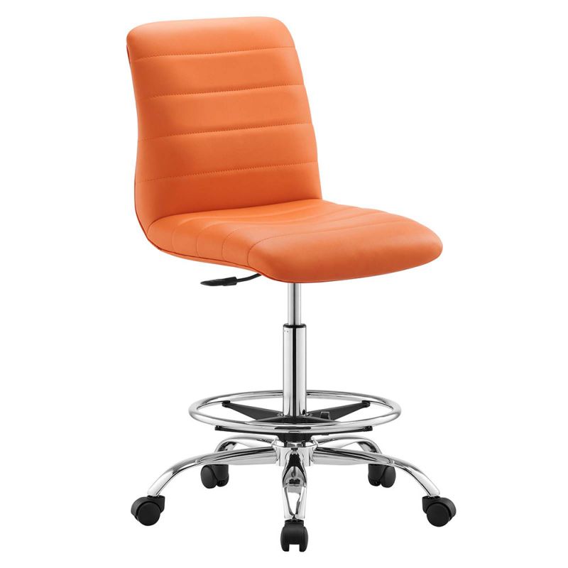 Modway - Ripple Armless Vegan Leather Drafting Chair - EEI-4980-SLV-ORA