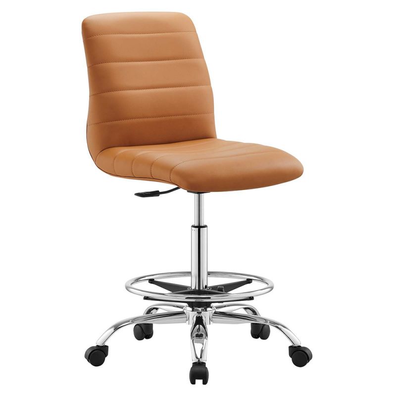 Modway - Ripple Armless Vegan Leather Drafting Chair - EEI-4980-SLV-TAN
