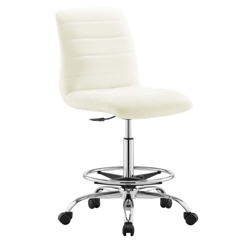 Modway - Ripple Armless Vegan Leather Drafting Chair - EEI-4980-SLV-WHI