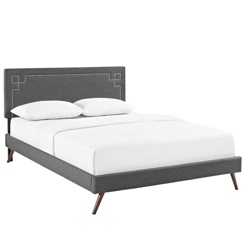Modway - Ruthie Queen Fabric Platform Bed with Round Splayed Legs - MOD-5931-GRY