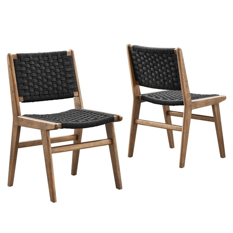 Modway - Saoirse Woven Rope Wood Dining Side Chair - EEI-6545-WAL-BLK