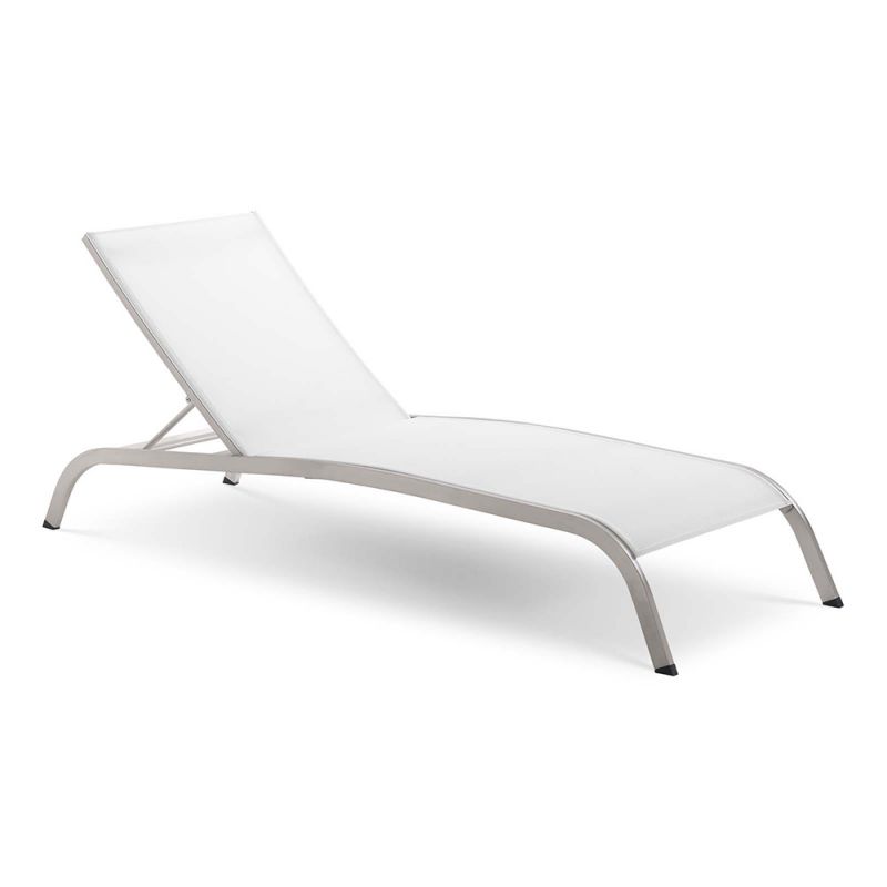 Modway - Savannah Mesh Chaise Outdoor Patio Aluminum Lounge Chair - EEI-3721-WHI