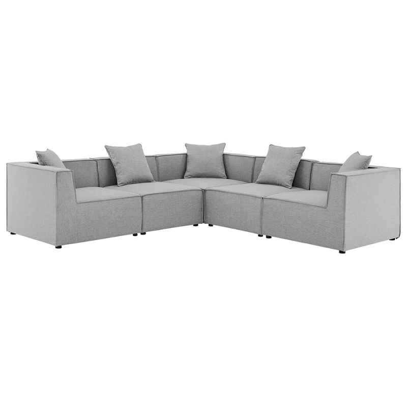 Modway - Saybrook Outdoor Patio Upholstered 5-Piece Sectional Sofa - EEI-4384-GRY