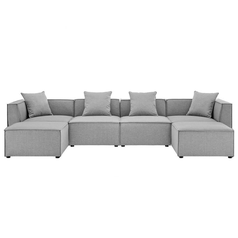 Modway - Saybrook Outdoor Patio Upholstered 6-Piece Sectional Sofa - EEI-4383-GRY