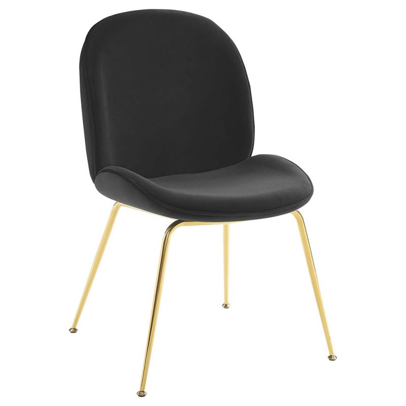 Modway - Scoop Gold Stainless Steel Leg Performance Velvet Dining Chair - EEI-3548-BLK