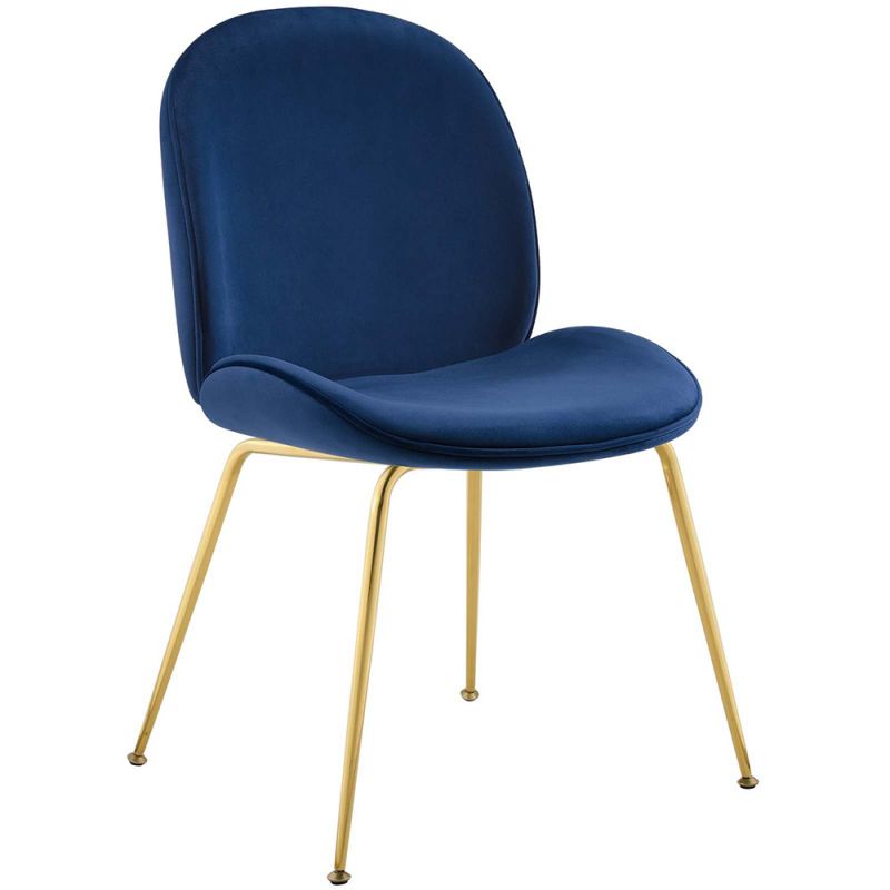 Modway - Scoop Gold Stainless Steel Leg Performance Velvet Dining Chair - EEI-3548-NAV